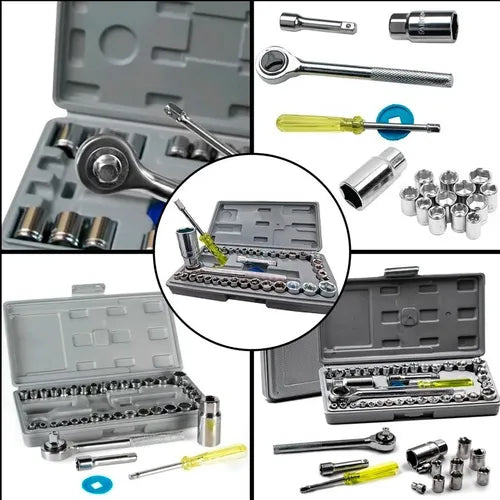 40-Piece Chrome Vanadium & Stainless Steel Tool Kit Set – Portable & Practical