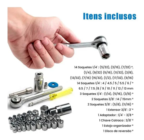 40-Piece Chrome Vanadium & Stainless Steel Tool Kit Set – Portable & Practical