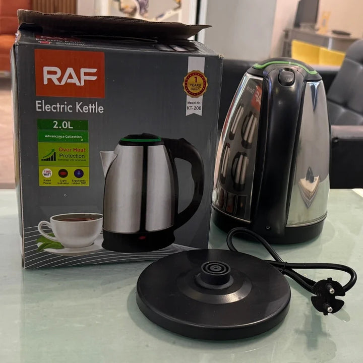 RAF KT-200 Automatic Electric Kettle 2 Liter Stainless Steel Cordless 1500W with Overheat Protection Fast-boiling electric kettle